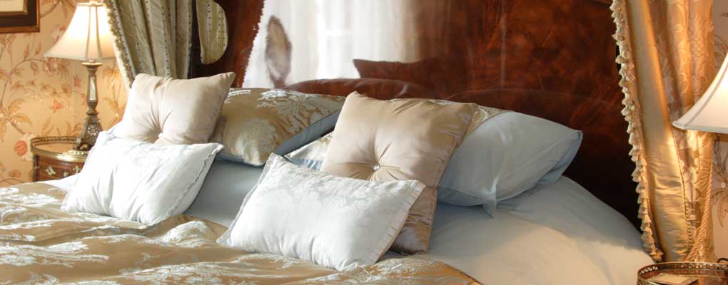 Bed and pillows